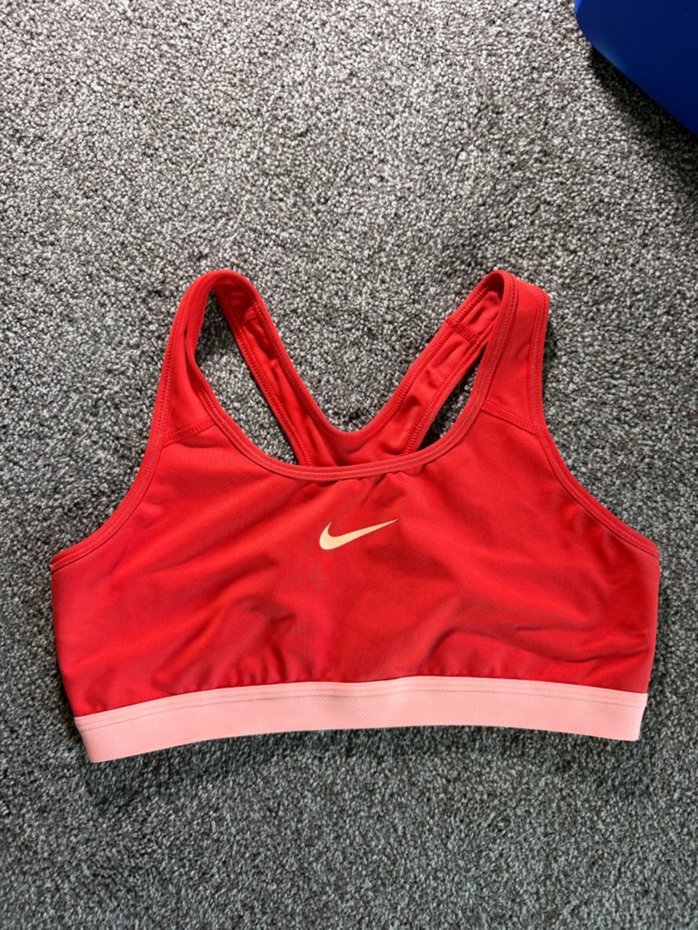 Nike Red Sports Bra with Pink Band and White Swoosh
